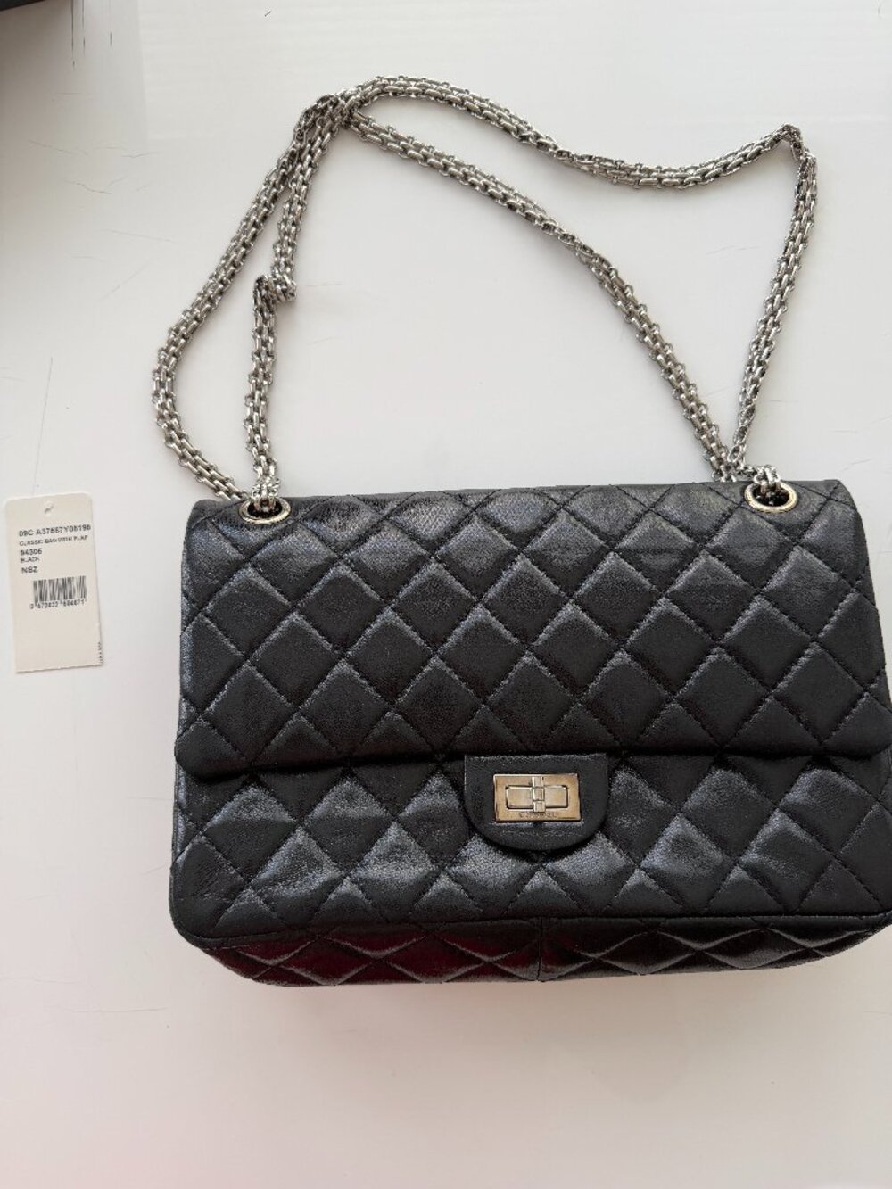 Chanel 2.55 Reissue Flap Bag (Size 226) in Black Aged Calfskin from the 2009